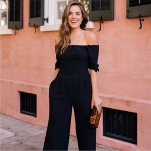 Gal Meets Glam Black Off-Shoulder Jumpsuit